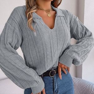 Harmony In Nature Gray V-Neck Sweater
